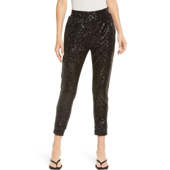 BB Dakota by Steve Madden Women's Black Glitter Sequin Joggers Size XS  NWT - Picture 1 of 11